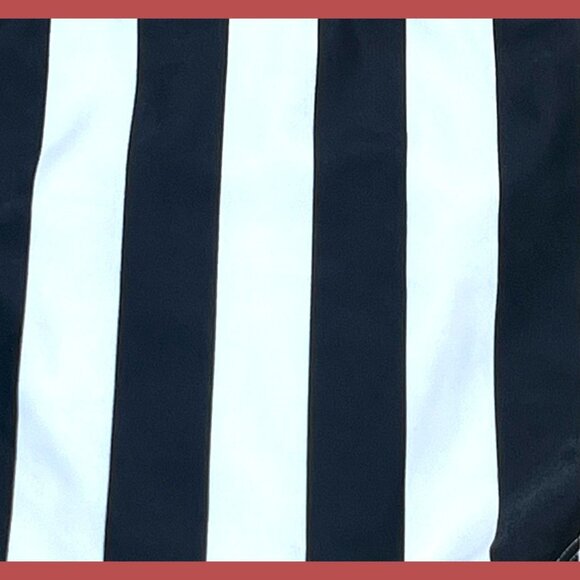 Shade & Shore-Women's Striped Medium Coverage Bikini Bottom-White/Black-L(12-14) - Picture 12 of 14